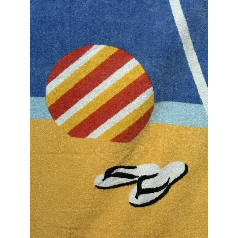 Terrimondo‎ Beach Towel 28x54 Multicolor Umbrella Beach Ball Vintage Retro